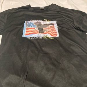 Land of the free Home of the brave athletic graphic tee bald Eagle American flag